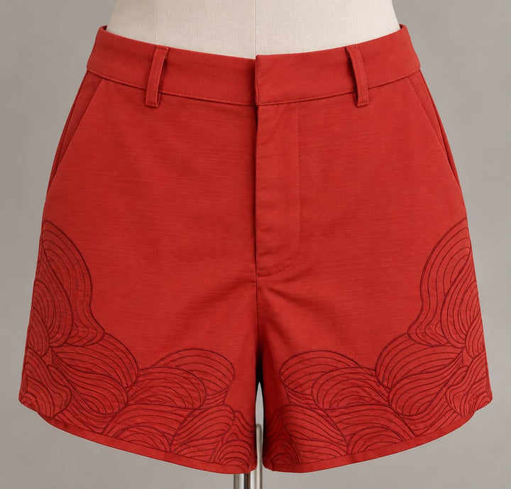 SHORT BORDADO ROJO
