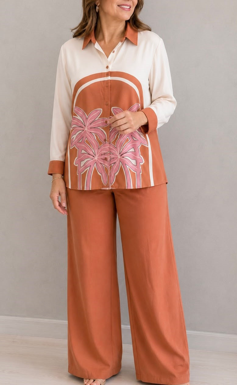 PANTALON DE LINO MARRON