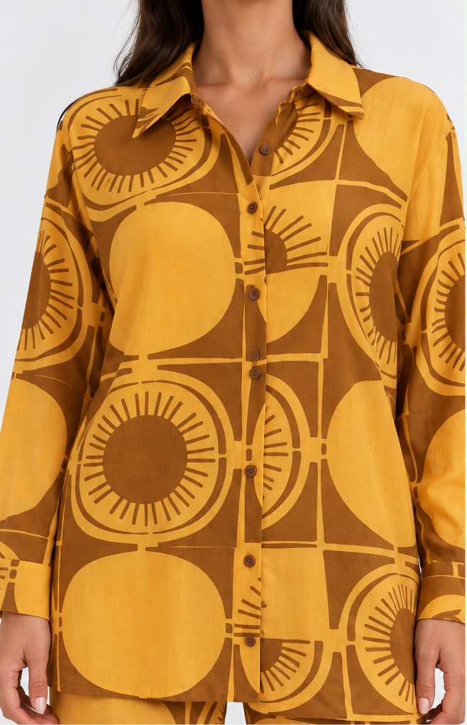 CAMISA ESTAMPADA AMARILLA