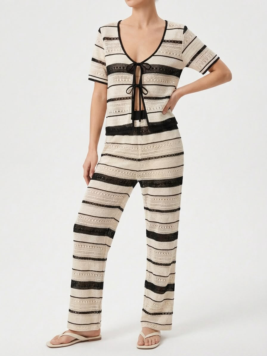 CAMISA TEJIDA CREAM & BLACK