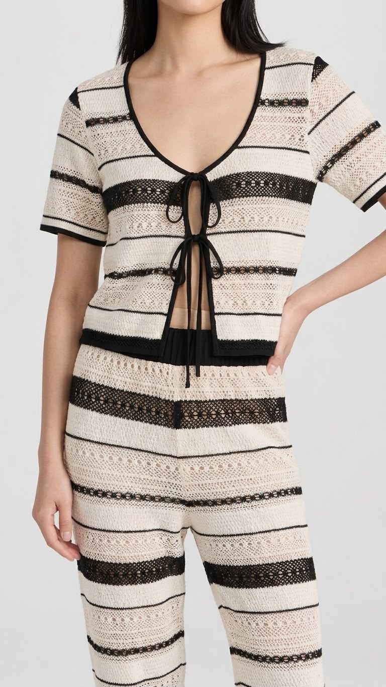 PANTALON TEJIDO CREAM & BLACK